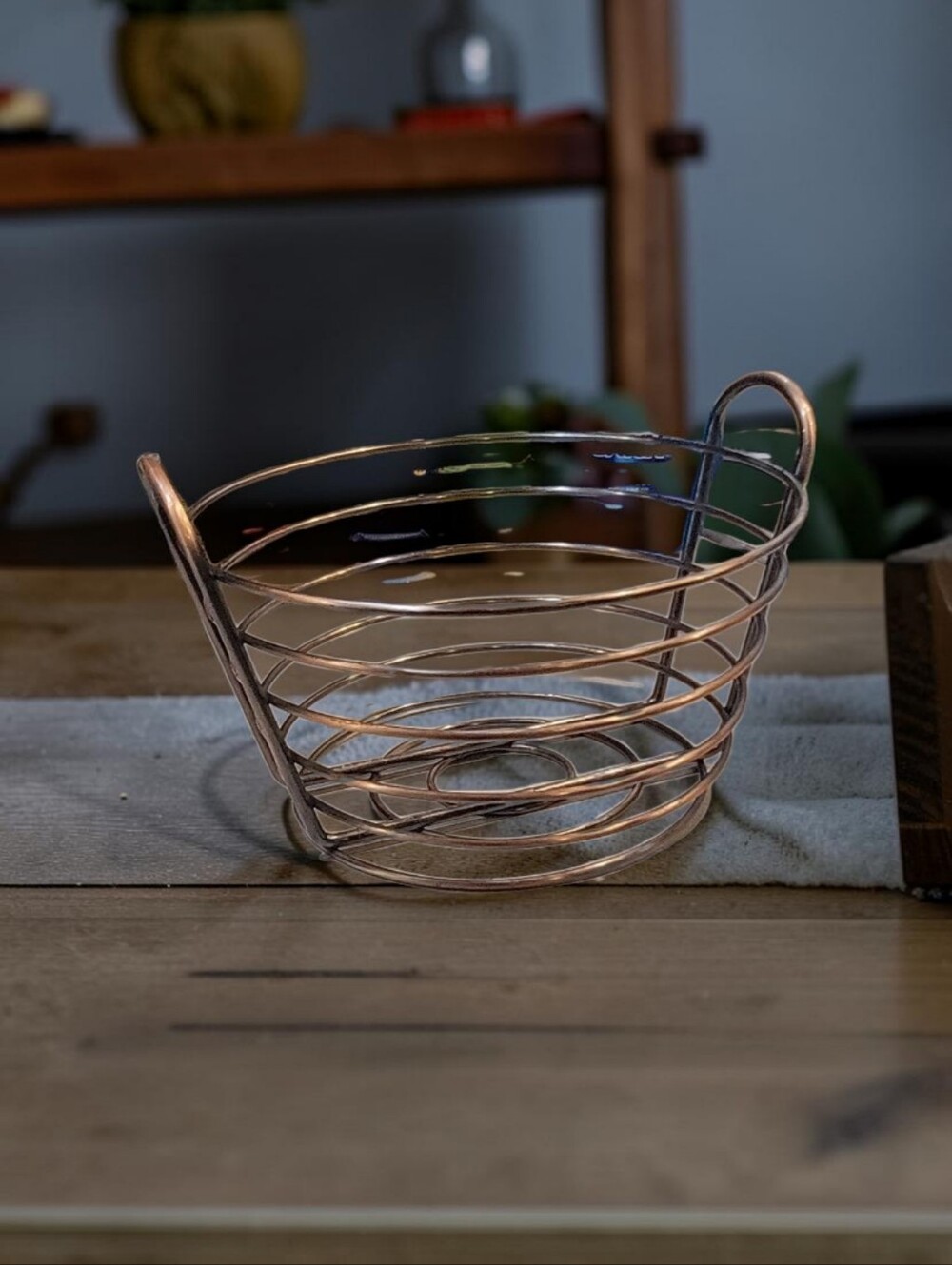 Farmhouse Copper colored metal wire fruit basket